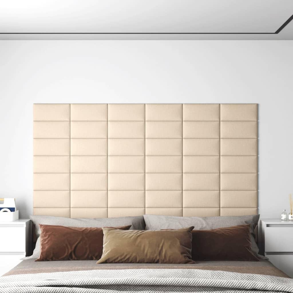 Vægpaneler 12 stk. 30x15 cm 0,54 m² stof cremefarvet