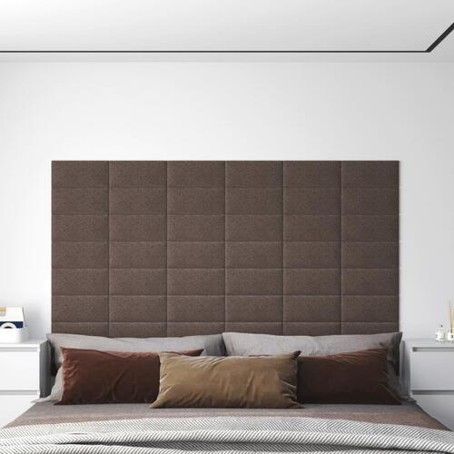 Vægpaneler 12 stk. 30x15 cm 0,54 m² stof gråbrun