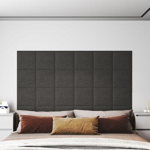 Vægpaneler 12 stk. 30x30 cm 1,08 m² stof mørkegrå