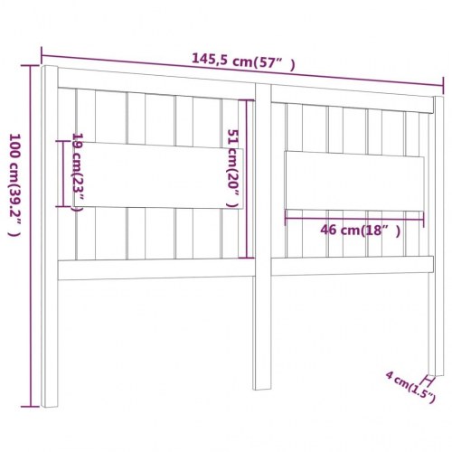 Sengegærde 145,5x4x100 cm massivt fyrretræ gyldenbrun