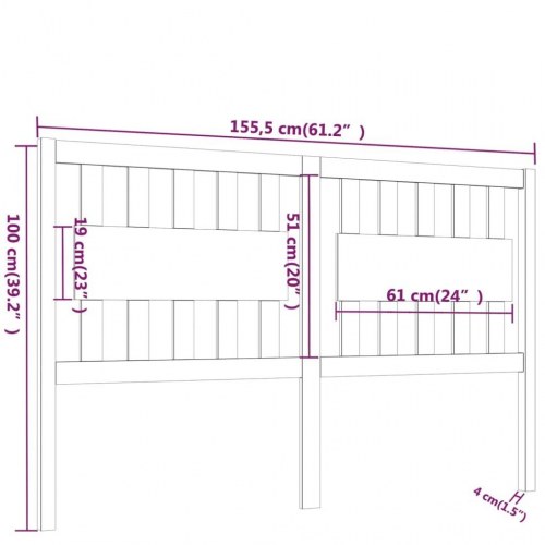 Sengegærde 155,5x4x100 cm massivt fyrretræ hvid