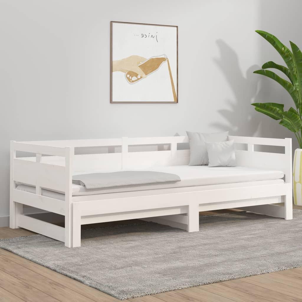 Daybed med udtræk 2x(90x190) cm massivt fyrretræ hvid