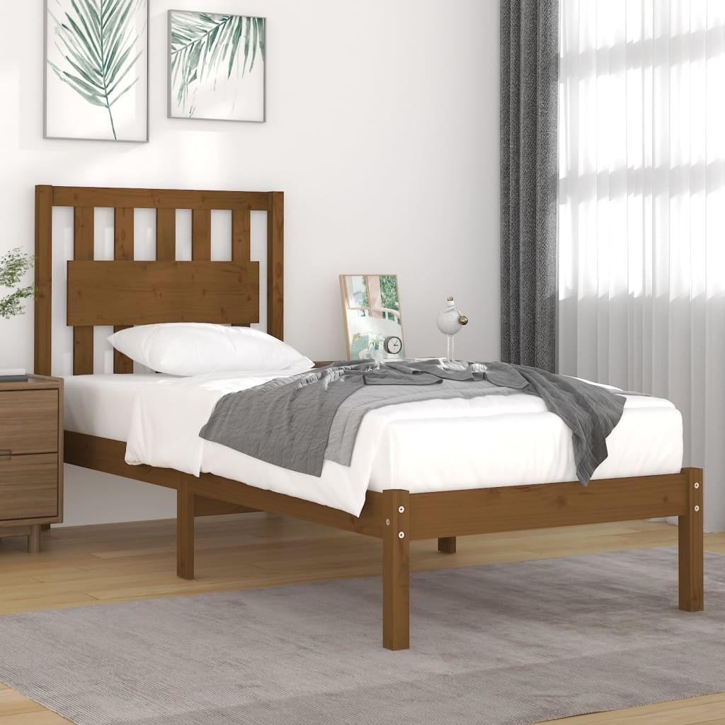 Sengeramme 75x190 cm Small Single massivt træ gyldenbrun