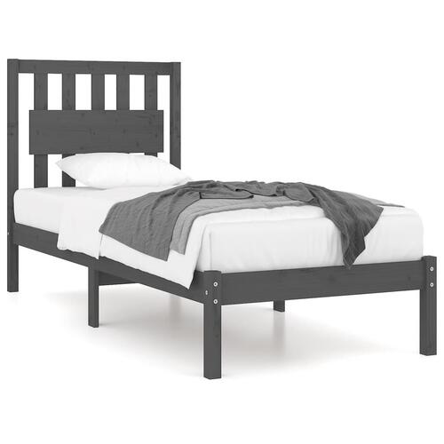 Sengeramme 90x200 cm massivt fyrretræ grå