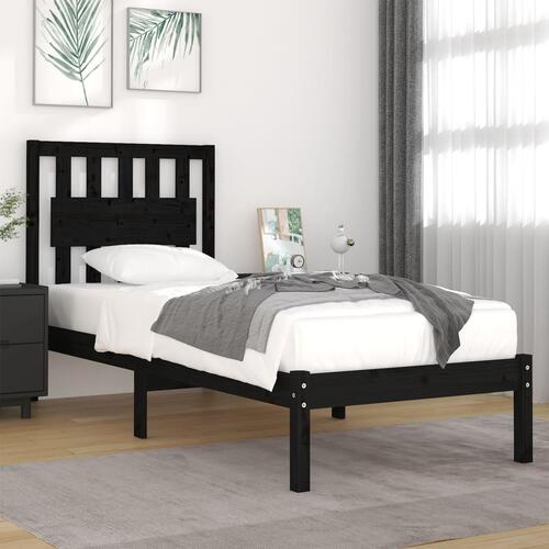 Sengeramme 100x200 cm massivt fyrretræ sort