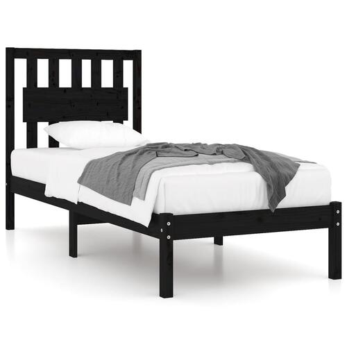 Sengeramme 100x200 cm massivt fyrretræ sort