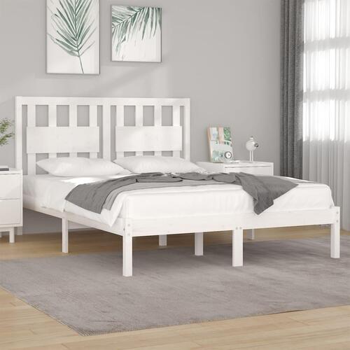 Sengeramme 120x200 cm massivt fyrretræ hvid
