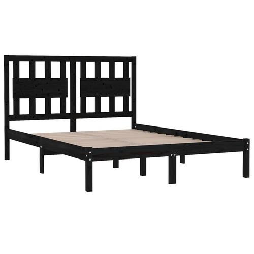 Sengeramme 150x200 cm King Size massivt fyrretræ sort