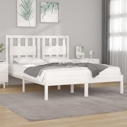 Sengeramme 180x200 cm Super King massivt fyrretræ hvid