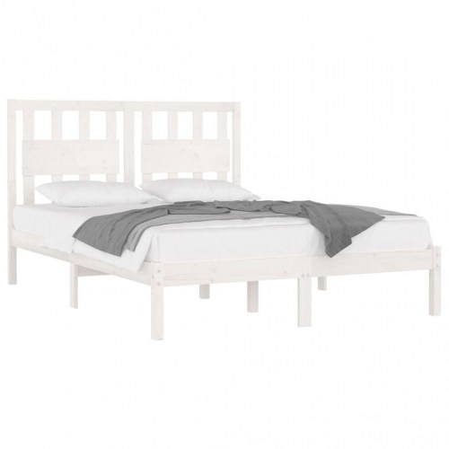 Sengeramme 180x200 cm Super King massivt fyrretræ hvid