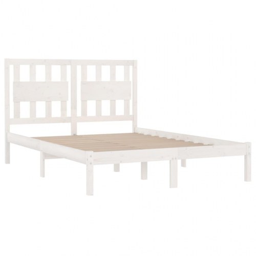 Sengeramme 180x200 cm Super King massivt fyrretræ hvid