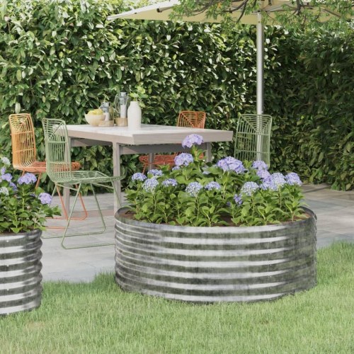 Plantekasse 100x100x36 cm galvaniseret stål sølvfarvet
