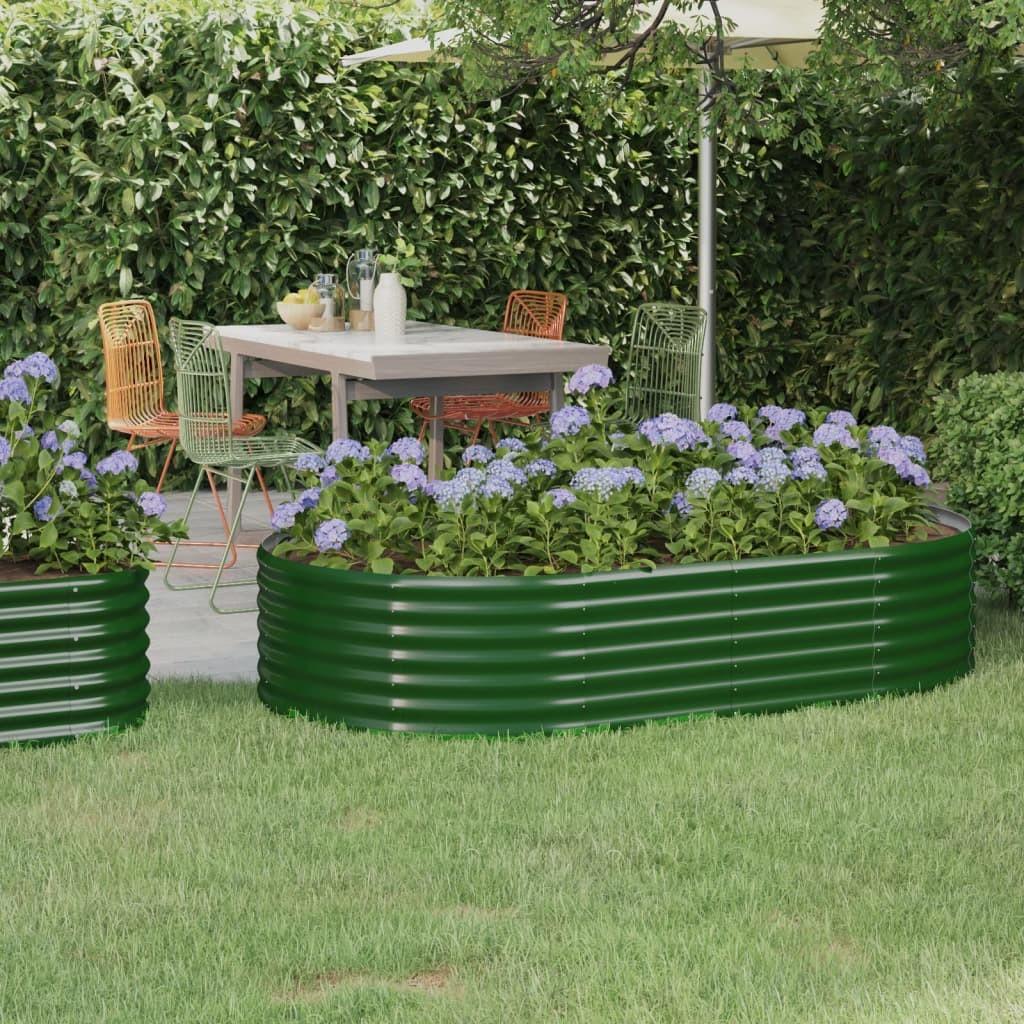 Plantekasse 175x100x36 cm pulverlakeret stål grøn