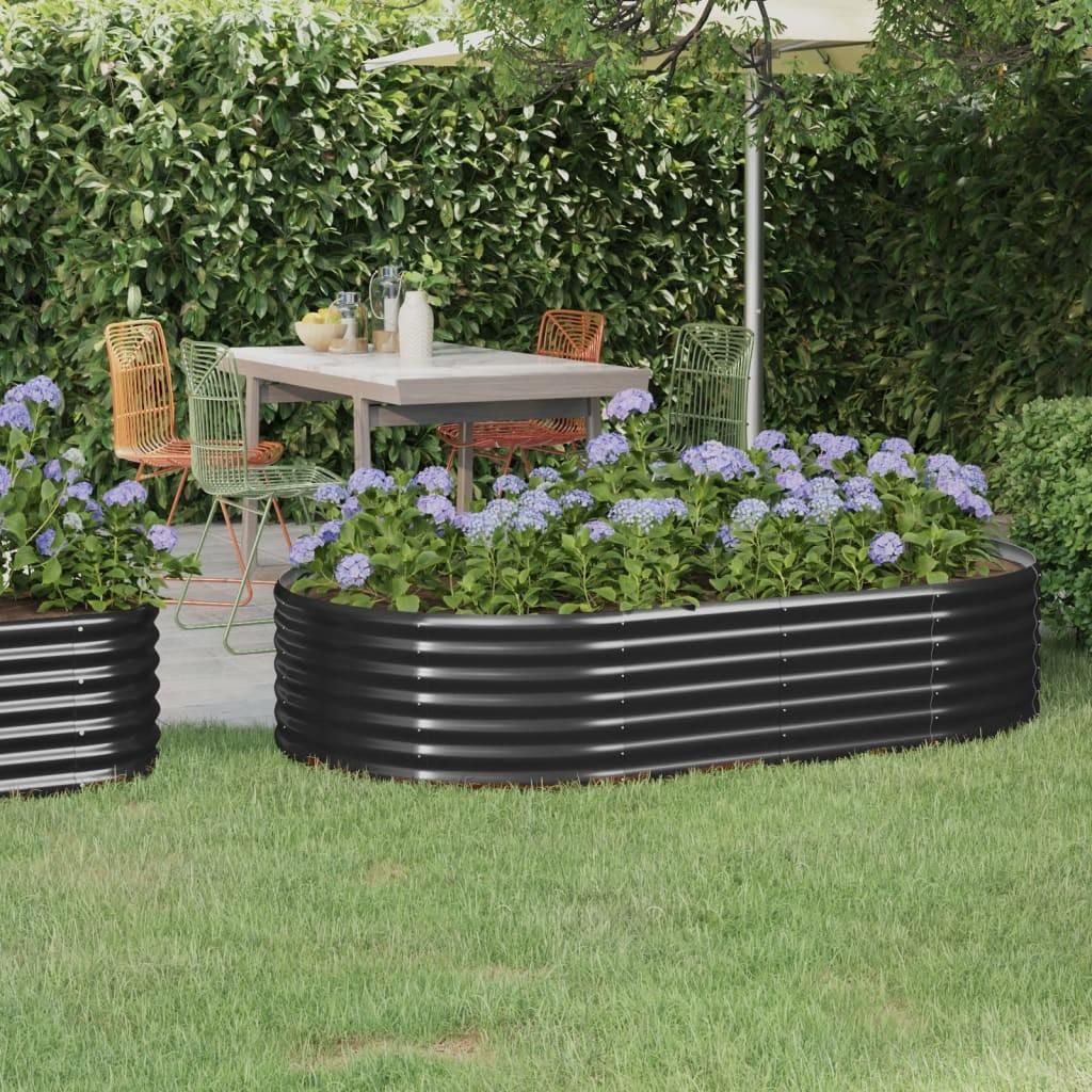 Plantekasse 175x100x36 cm pulverlakeret stål antracitgrå
