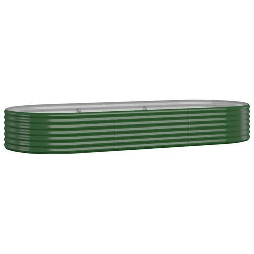 Plantekasse 249x100x36 cm pulverlakeret stål grøn