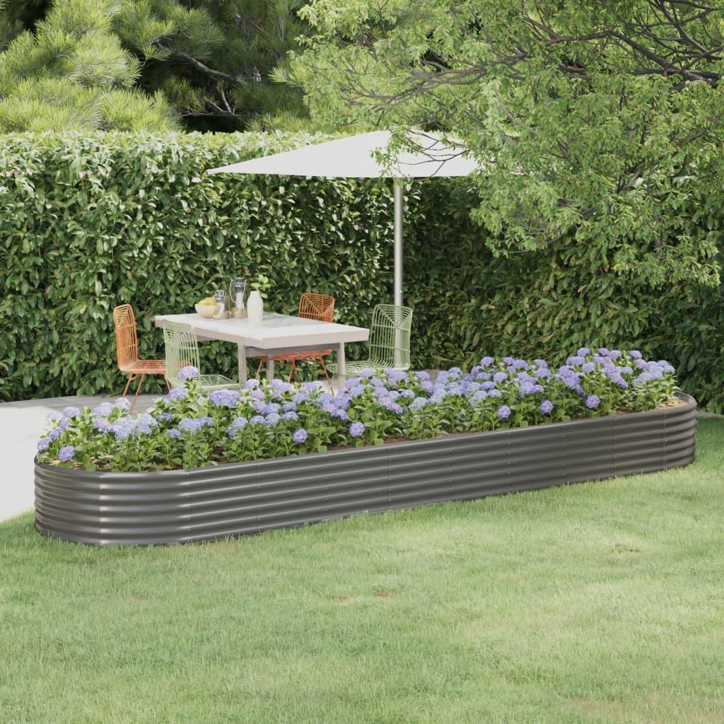 Plantekasse 396x100x36 cm galvaniseret stål grå billede