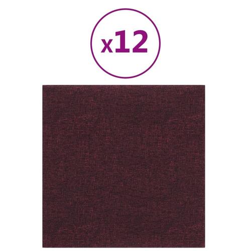 Vægpaneler 12 stk. 30x30 cm 1,08 m² stof lilla