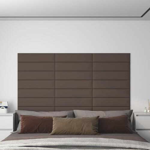 Vægpaneler 12 stk. 60x15 cm 1,08 m² stof gråbrun