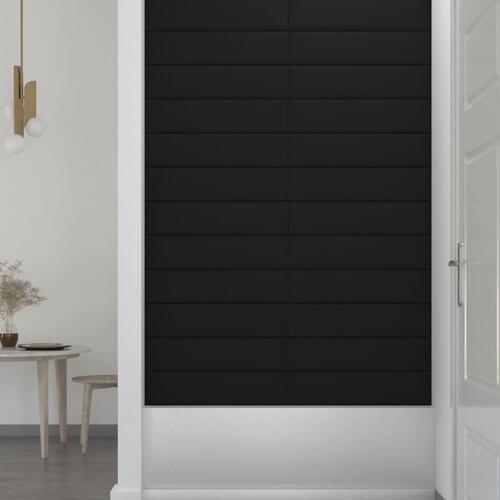 Vægpaneler 12 stk. 60x15 cm 0,54 m² stof sort