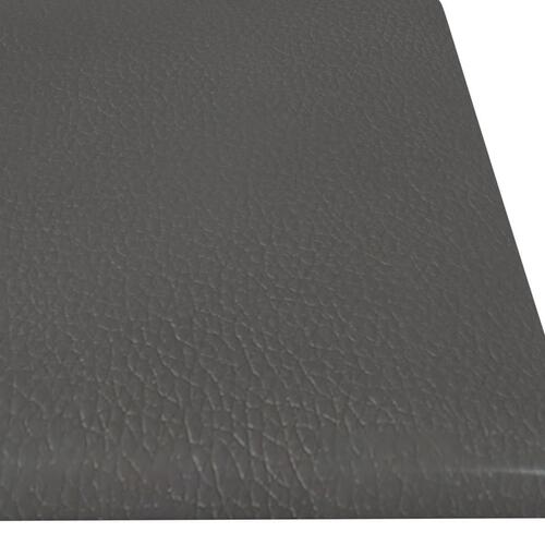 Vægpaneler 12 stk. 60x15 cm 1,08 m² kunstlæder grå