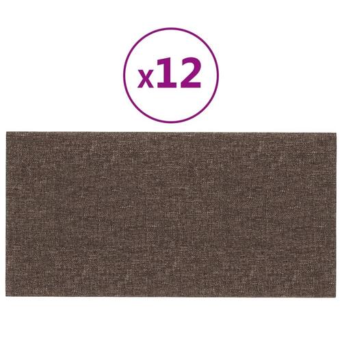Vægpaneler 12 stk. 60x30 cm 2,16 m² stof gråbrun