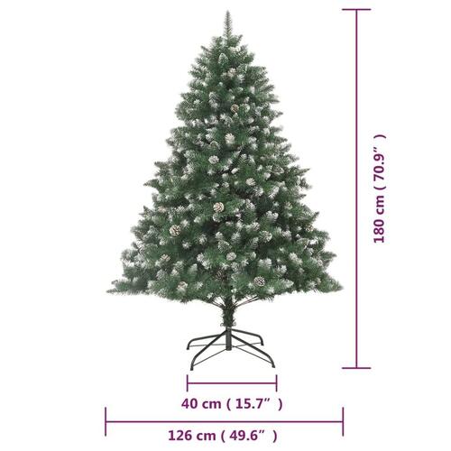 Kunstigt juletræ med juletræsfod 180 cm PVC