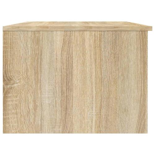Sofabord 102x50x36 cm konstrueret træ hvid og sonoma-eg