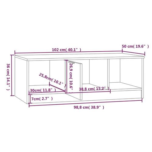 Sofabord 102x50x36 cm konstrueret træ hvid og sonoma-eg