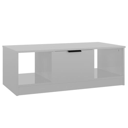 Sofabord 102x50x36 cm konstrueret træ hvid højglans
