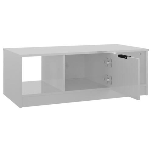 Sofabord 102x50x36 cm konstrueret træ hvid højglans
