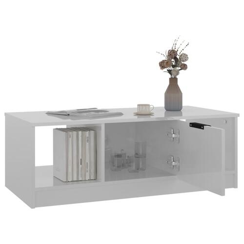 Sofabord 102x50x36 cm konstrueret træ hvid højglans