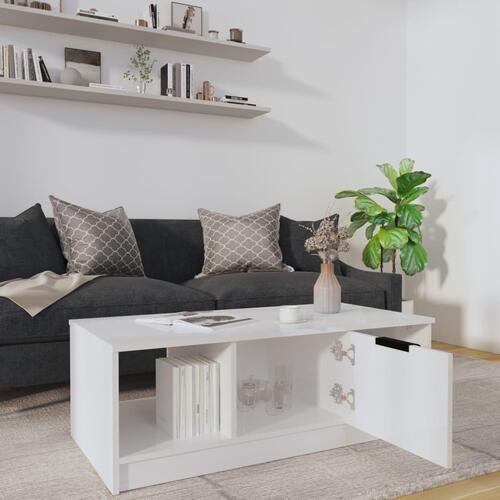 Sofabord 102x50x36 cm konstrueret træ hvid højglans