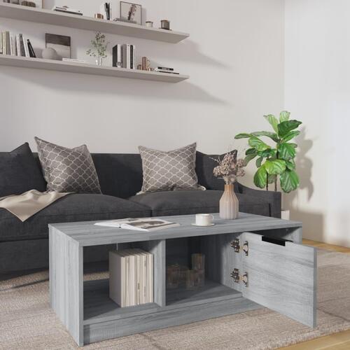Sofabord 102x50x36 cm konstrueret træ grå sonoma-eg