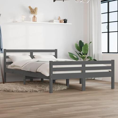 Sengeramme 140x190 cm massivt træ grå