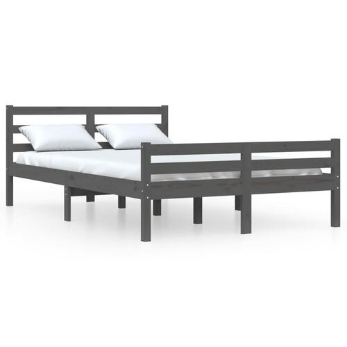 Sengeramme 140x190 cm massivt træ grå