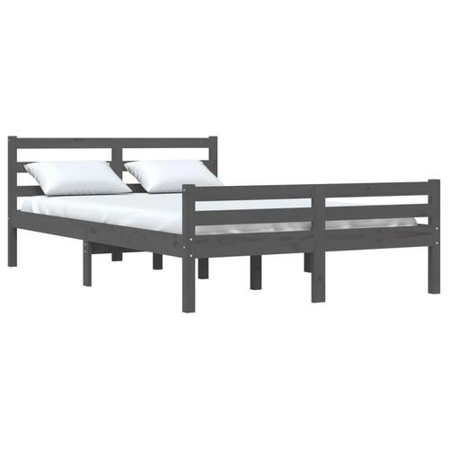 Sengeramme 140x190 cm massivt træ grå