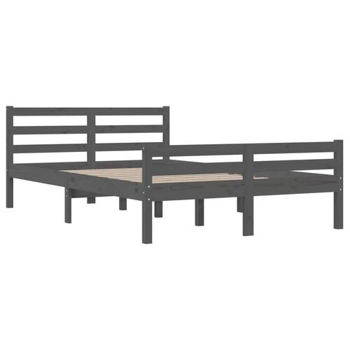 Sengeramme 140x190 cm massivt træ grå