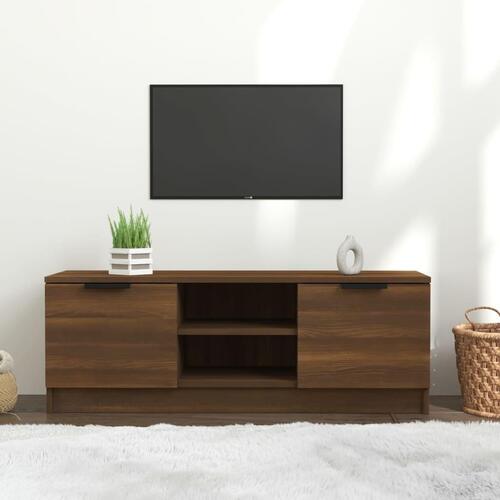 Tv-bord 102x35x36,5 cm konstrueret træ egetræ brun