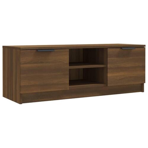 Tv-bord 102x35x36,5 cm konstrueret træ egetræ brun