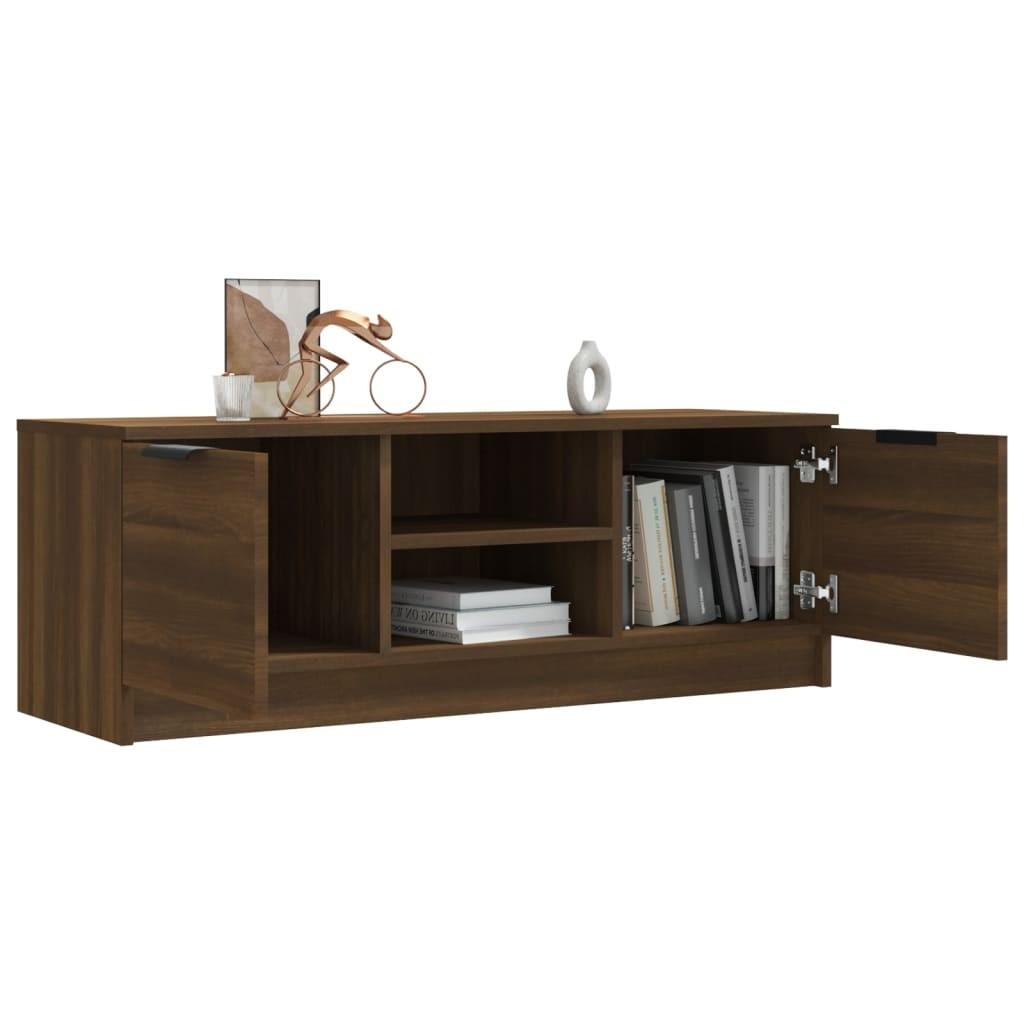 Tv-bord 102x35x36,5 cm konstrueret træ egetræ brun
