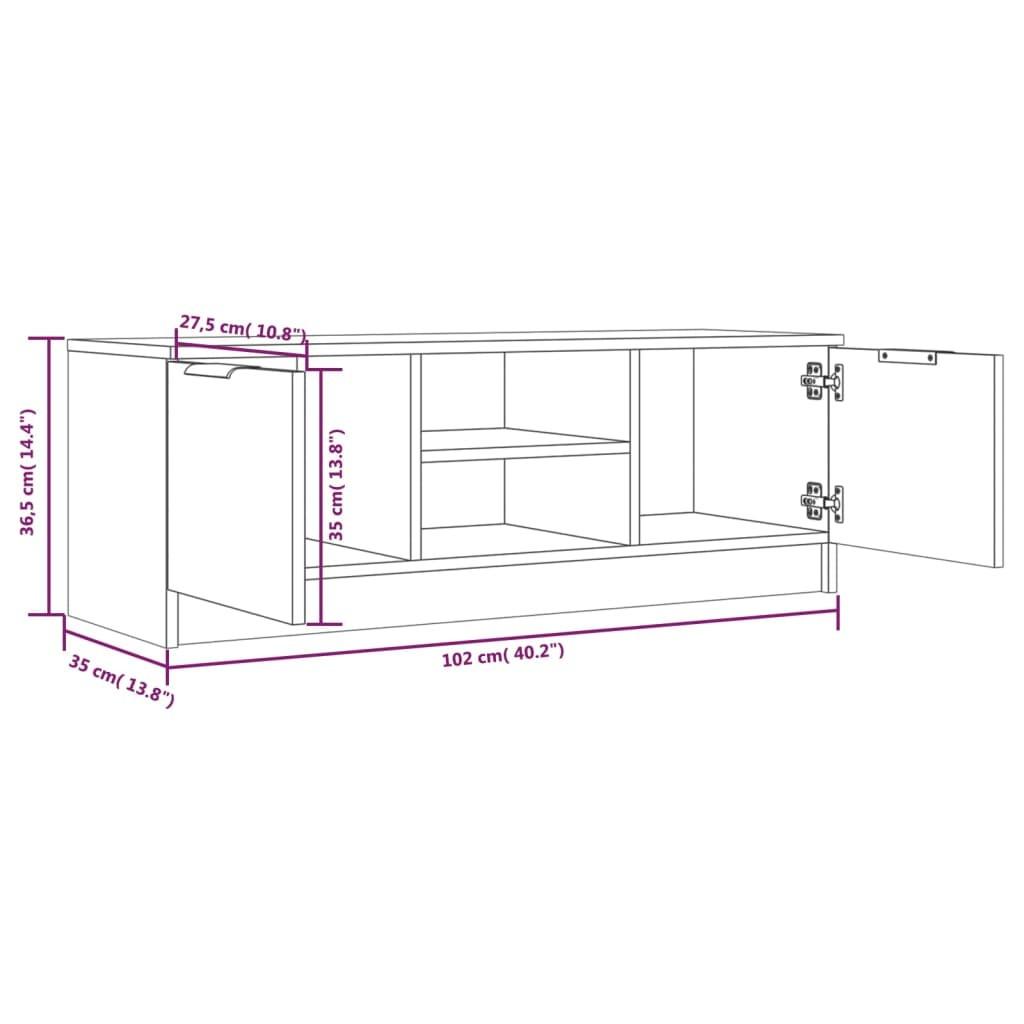 Tv-bord 102x35x36,5 cm konstrueret træ egetræ brun