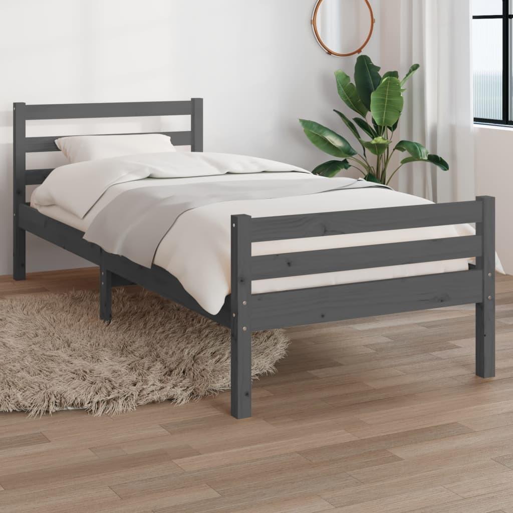 Sengeramme 100x200 cm massivt træ grå