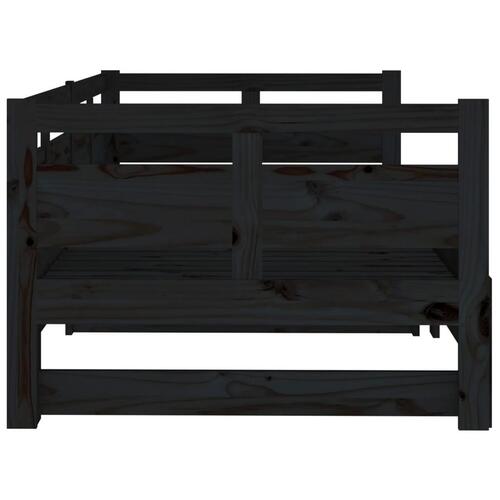 Daybed med udtræk 2x(90x200) cm massivt fyrretræ sort