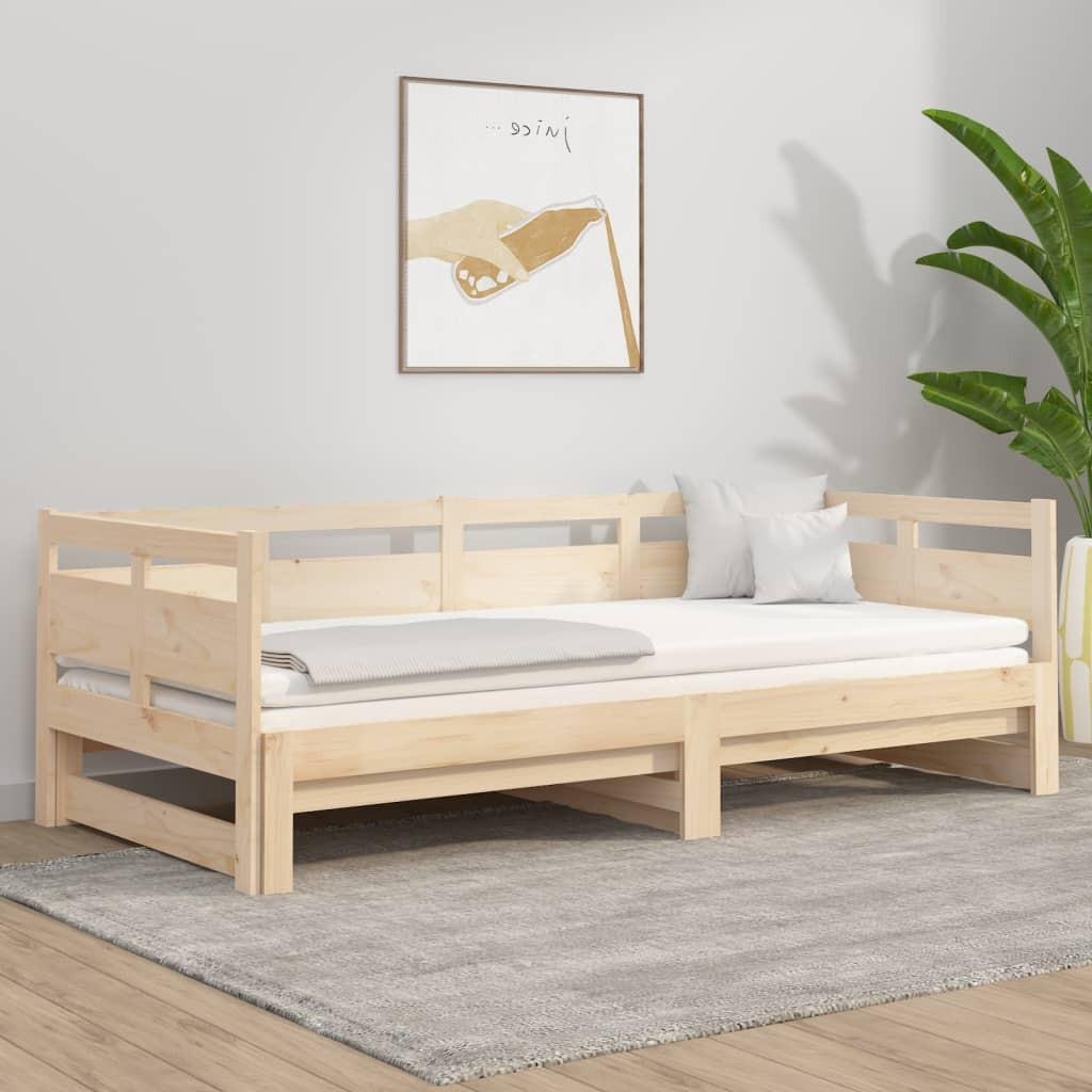 Daybed med udtræk 2x(80x200) cm massivt fyrretræ