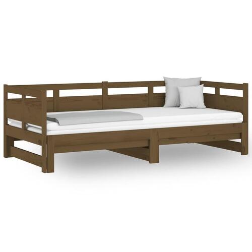 Daybed med udtræk 2x(80x200) cm massivt fyrretræ gyldenbrun