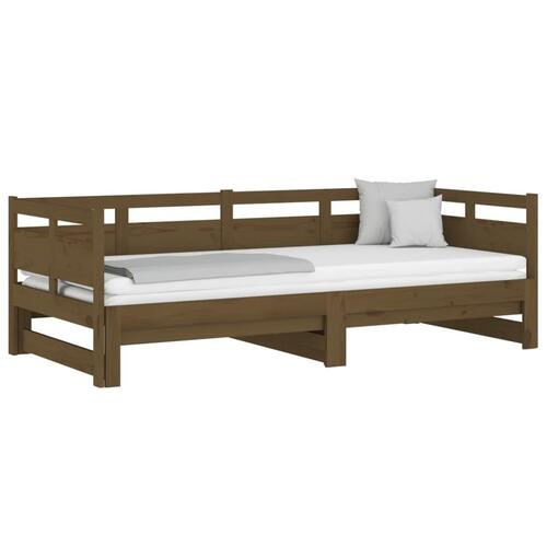 Daybed med udtræk 2x(80x200) cm massivt fyrretræ gyldenbrun
