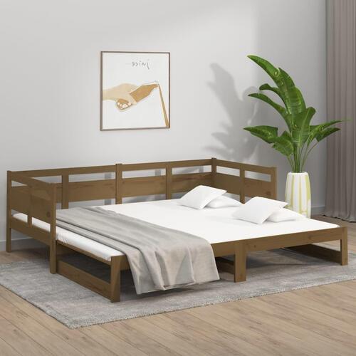 Daybed med udtræk 2x(80x200) cm massivt fyrretræ gyldenbrun