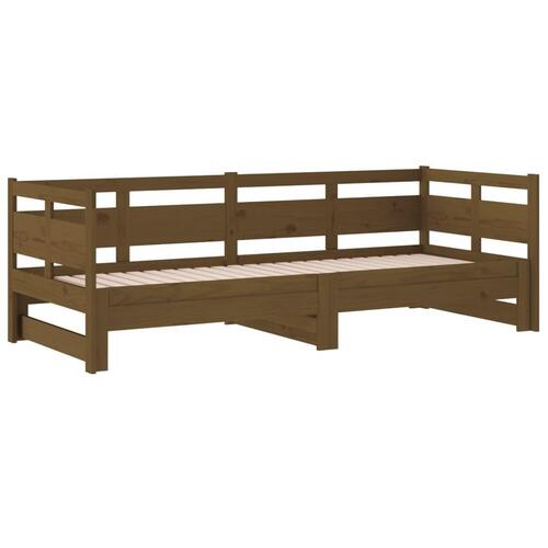 Daybed med udtræk 2x(80x200) cm massivt fyrretræ gyldenbrun