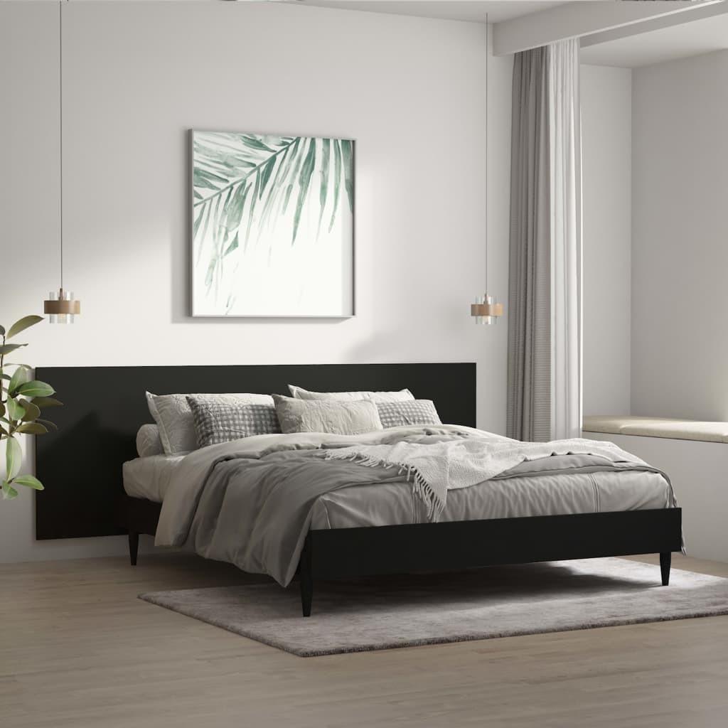 Væghængt sengegærde 240x1,5x80 cm konstrueret træ sort