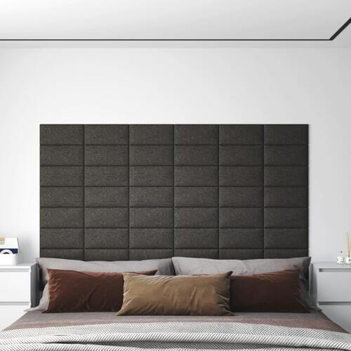 Vægpaneler 12 stk. 30x15 cm 0,54 m² stof mørkegrå